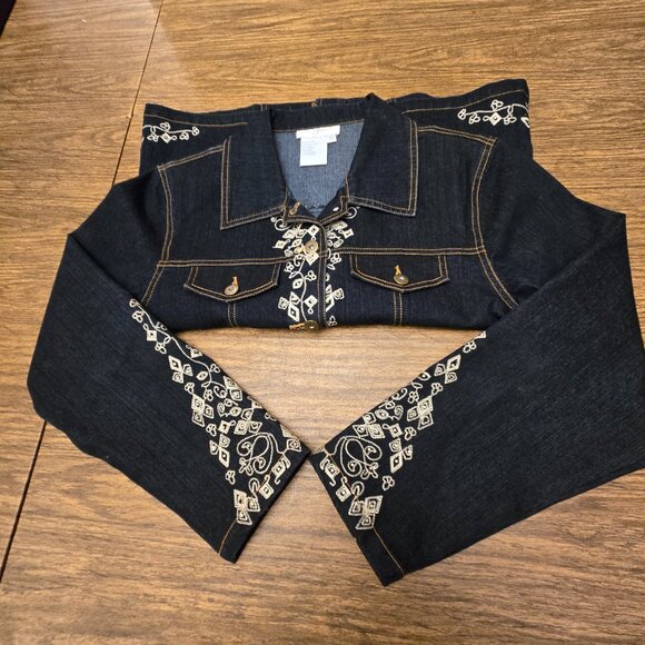 GREAT CAVALIER Women's Vintage Bedazzled Denim L/S Jacket - Size Medium - Picture 11 of 15